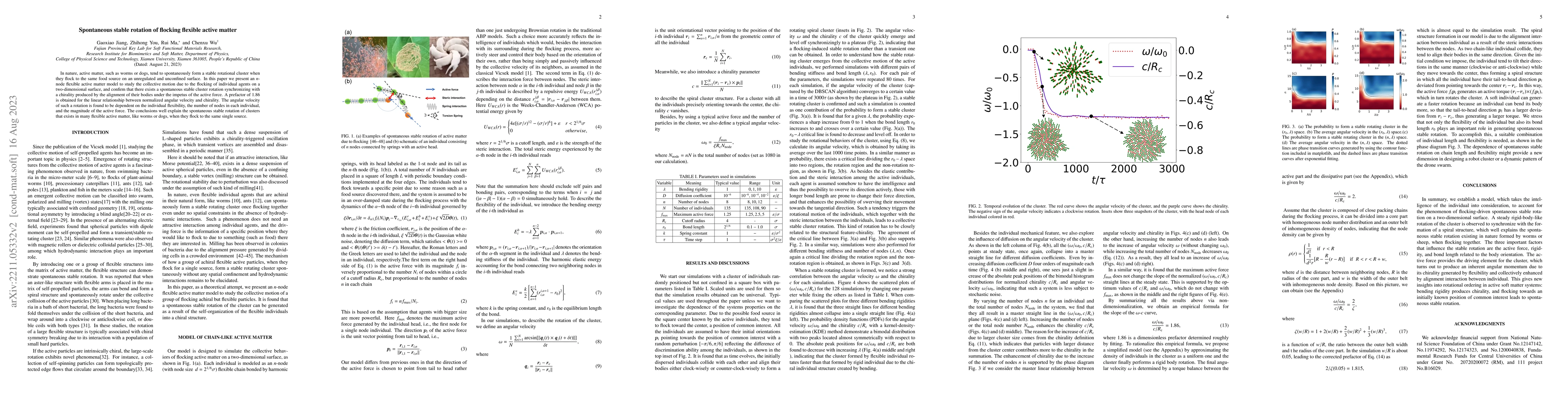 Thumbnail for Spontaneous stable rotation of flocking flexible active matter