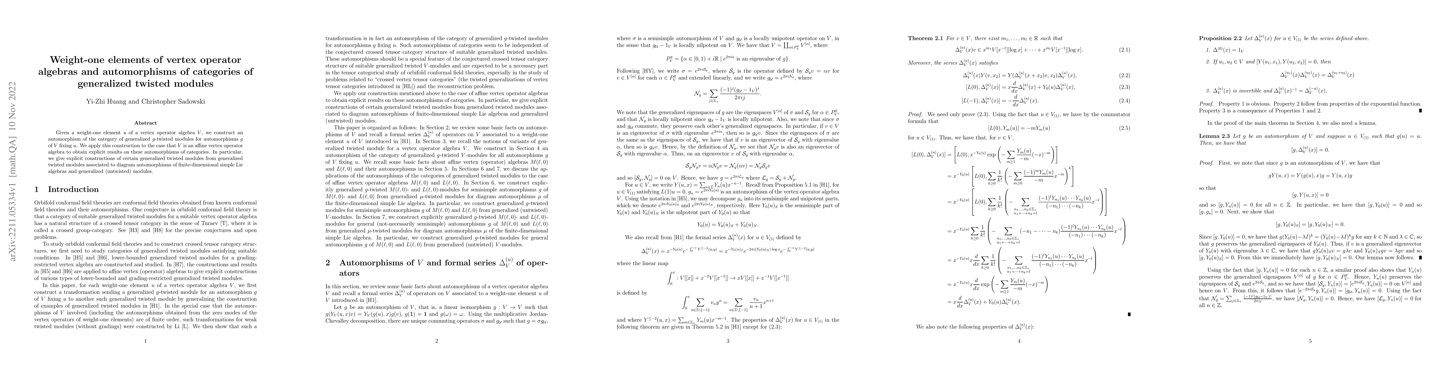 Thumbnail for Weight-one elements of vertex operator algebras and automorphisms of
  categories of generalized twisted modules