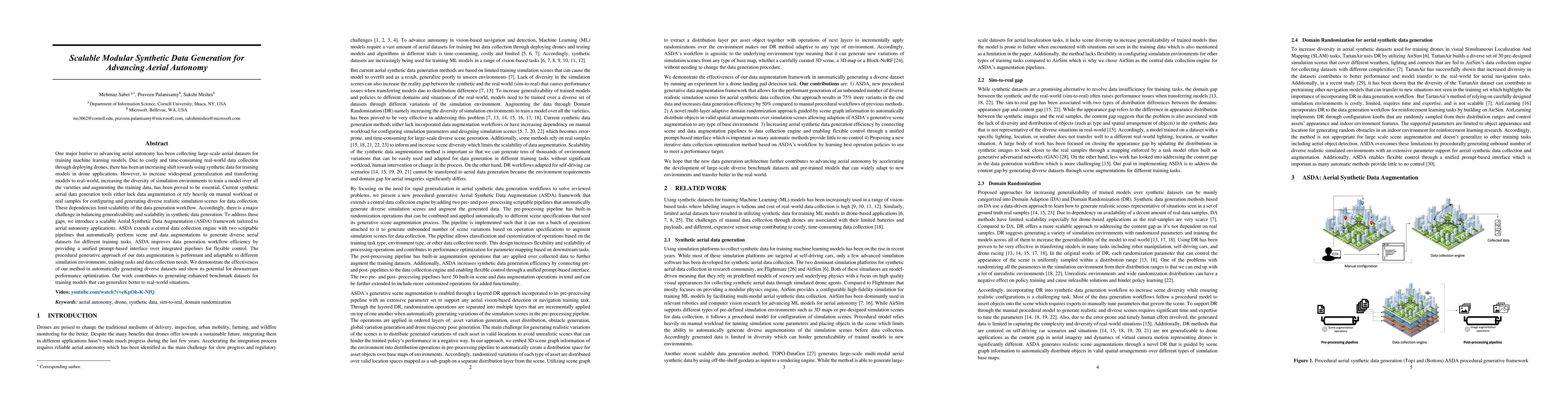 Thumbnail for Scalable Modular Synthetic Data Generation for Advancing Aerial Autonomy