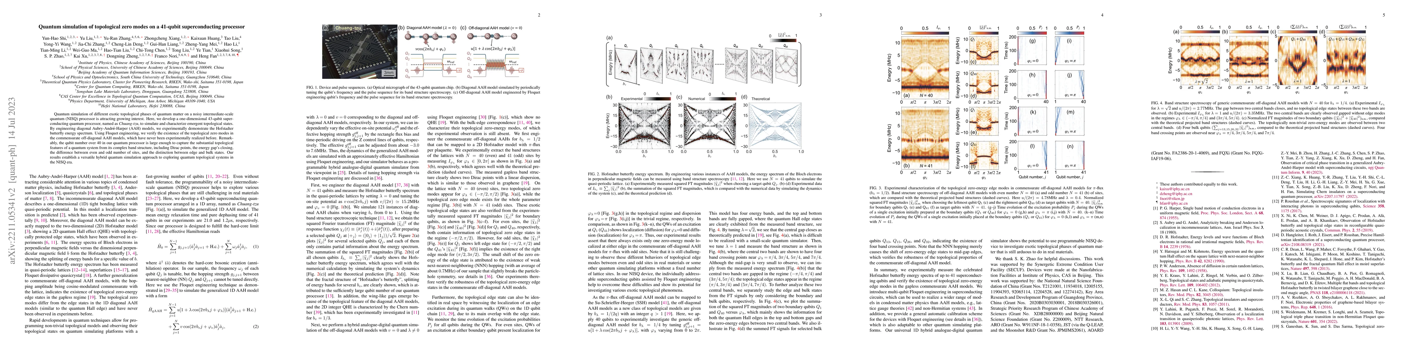 Thumbnail for Quantum simulation of topological zero modes on a 41-qubit
  superconducting processor
