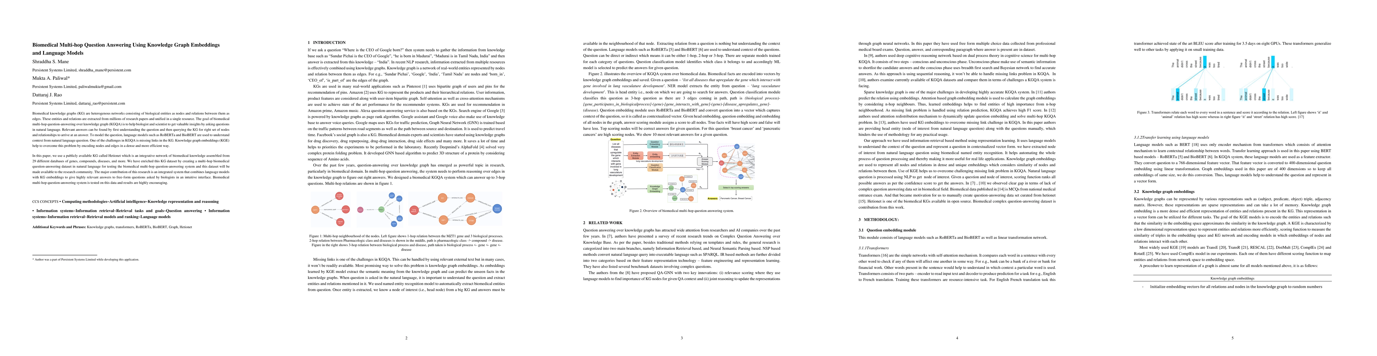 Thumbnail for Biomedical Multi-hop Question Answering Using Knowledge Graph Embeddings
  and Language Models