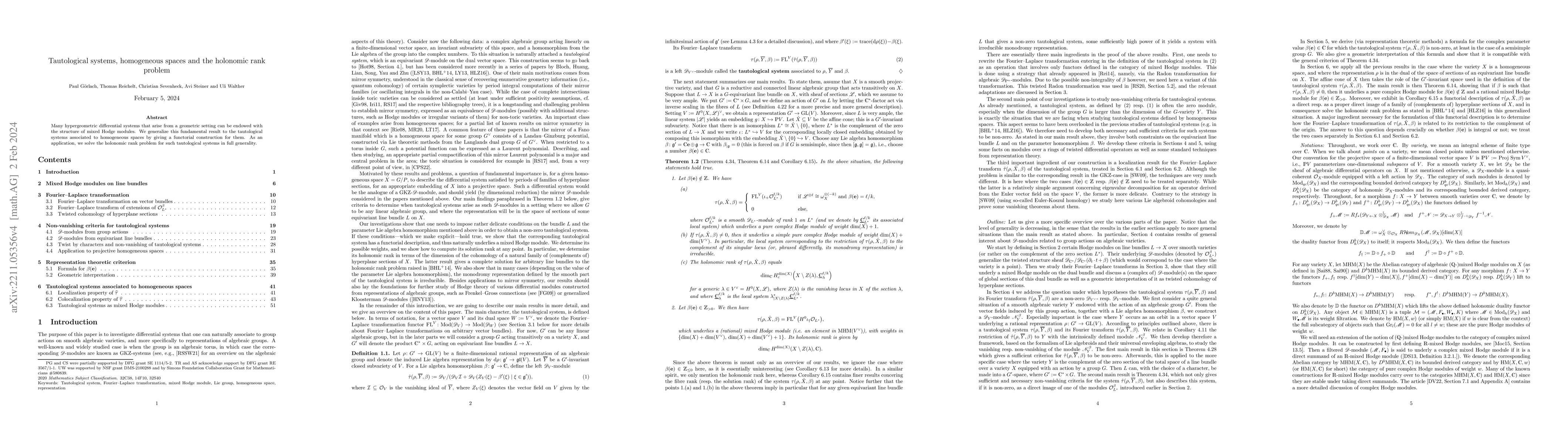 Thumbnail for Tautological systems, homogeneous spaces and the holonomic rank problem