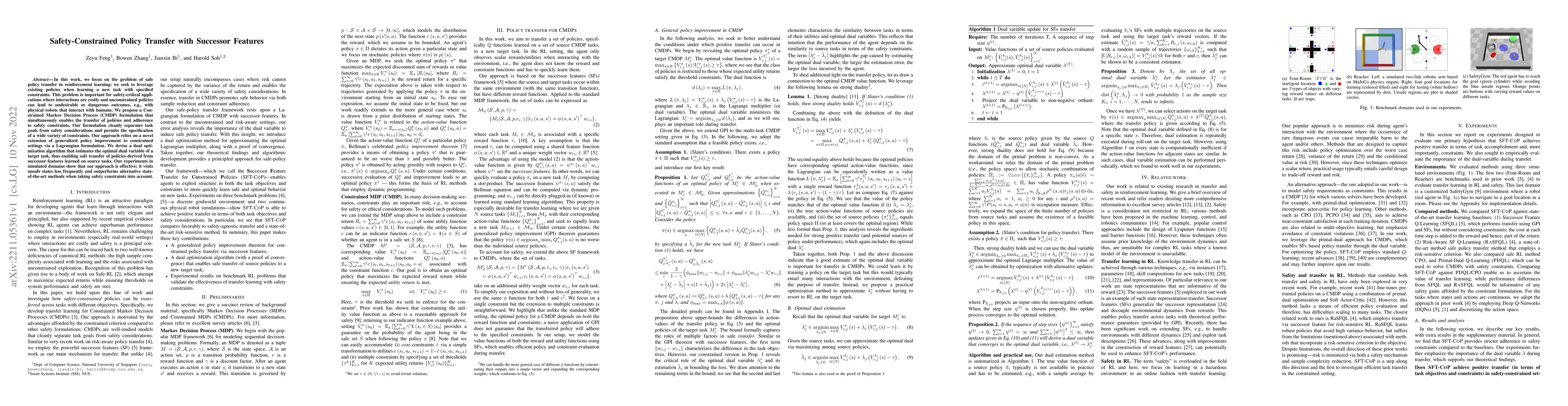 Thumbnail for Safety-Constrained Policy Transfer with Successor Features
