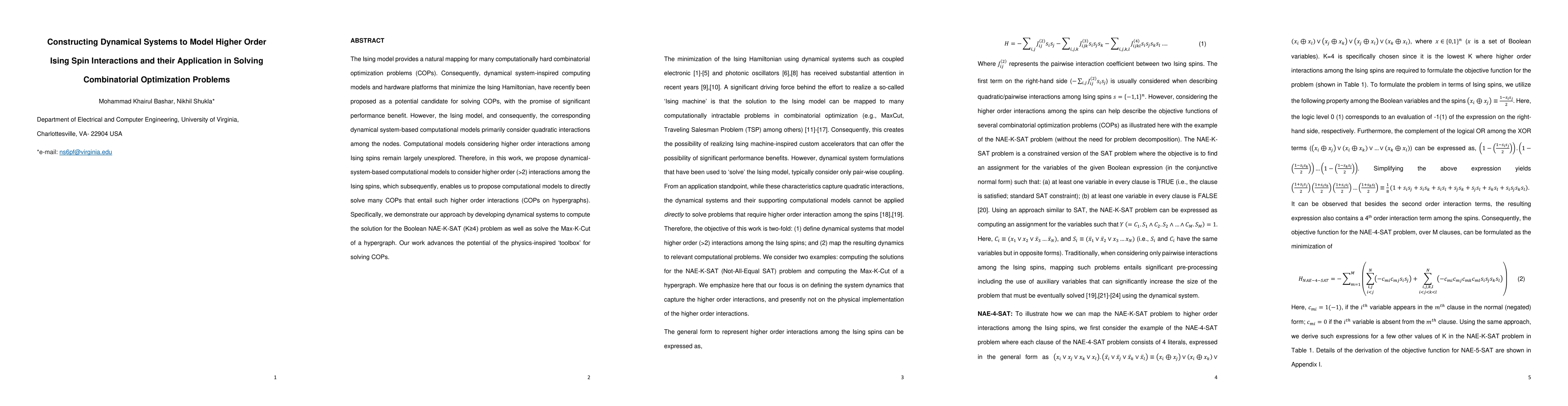 Thumbnail for Constructing Dynamical Systems to Model Higher Order Ising Spin
  Interactions and their Application in Solving Combinatorial Optimization
  Problems