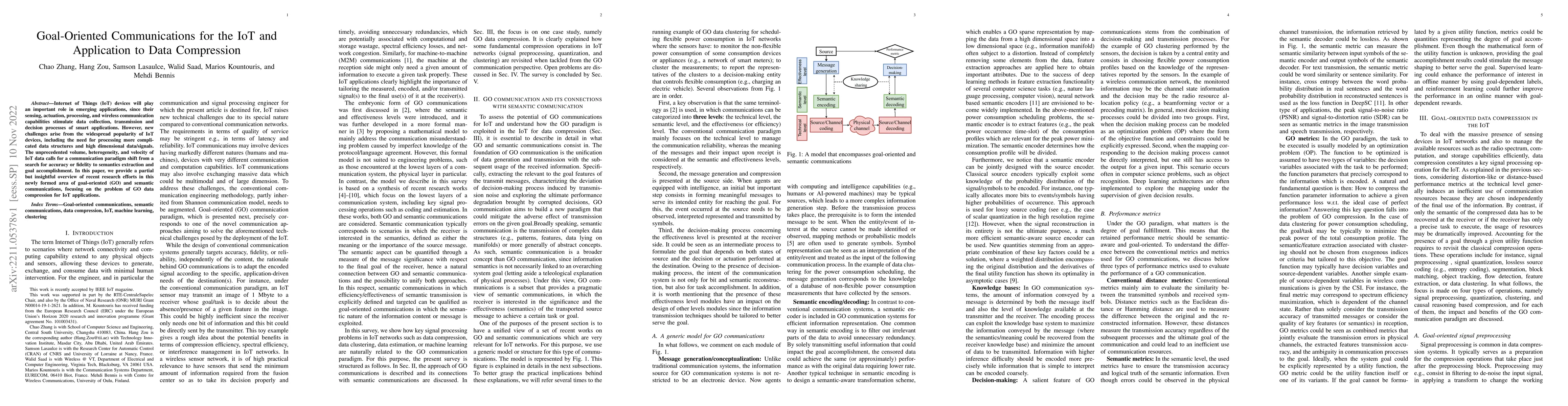 Thumbnail for Goal-Oriented Communications for the IoT and Application to Data
  Compression