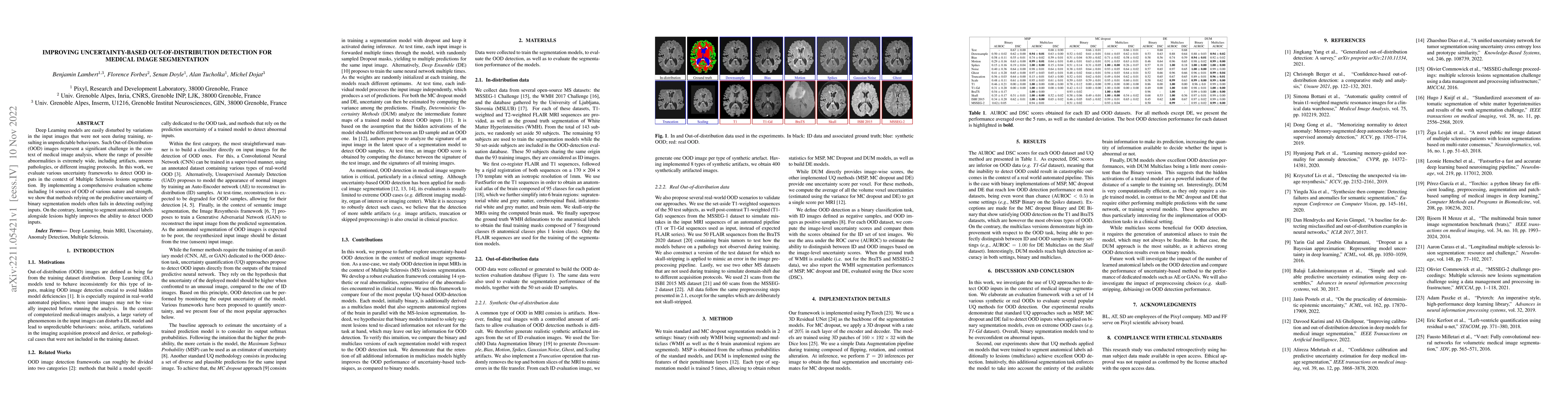 Thumbnail for Improving Uncertainty-based Out-of-Distribution Detection for Medical
  Image Segmentation