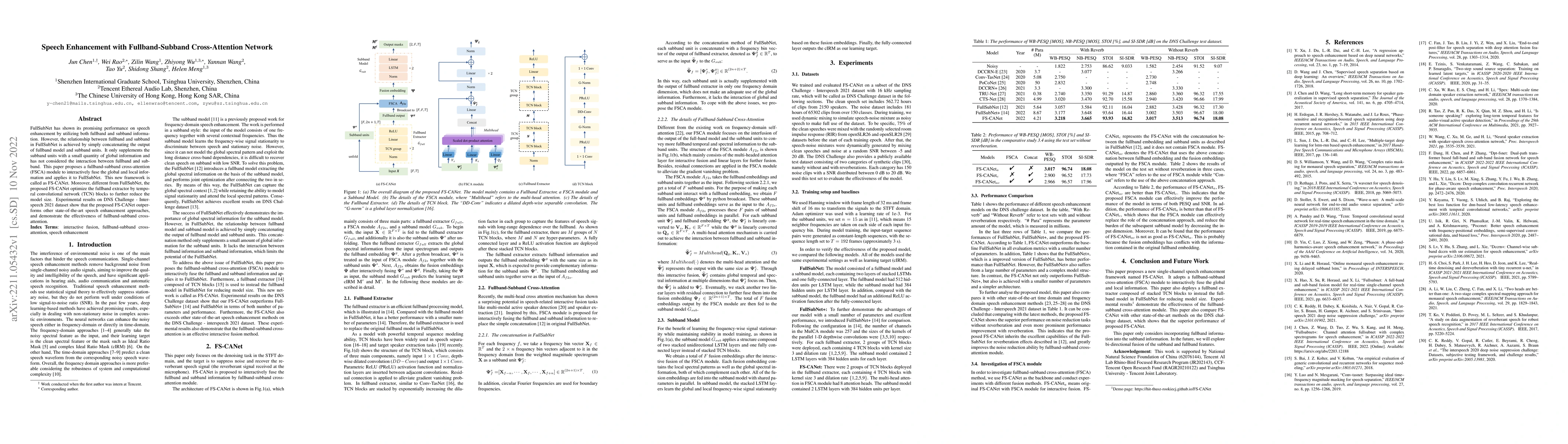 Thumbnail for Speech Enhancement with Fullband-Subband Cross-Attention Network