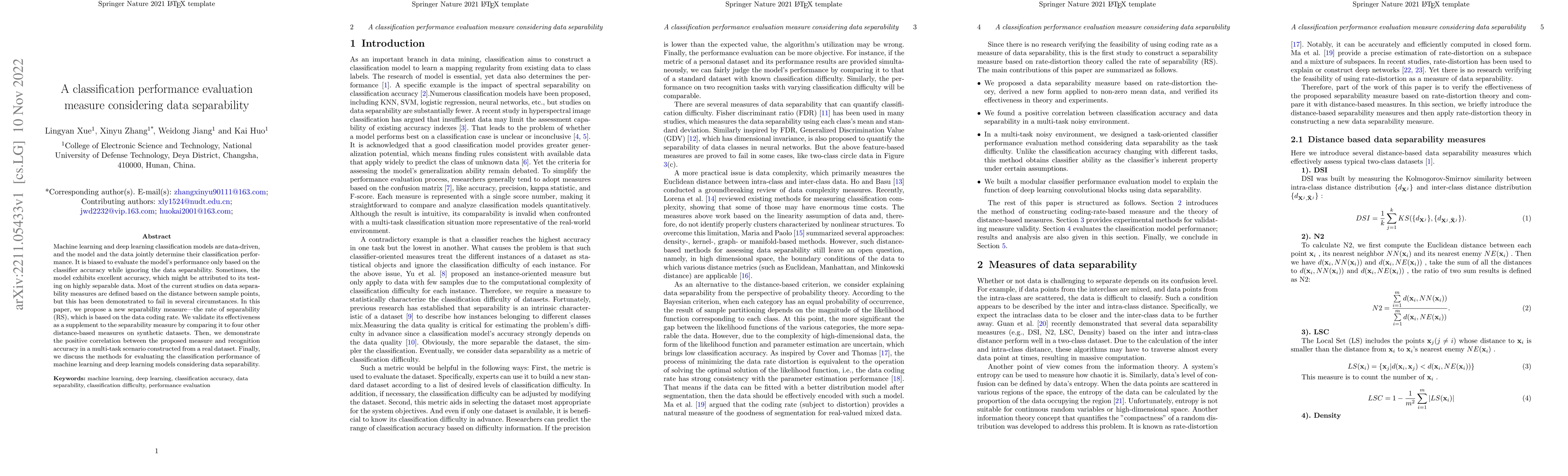 Thumbnail for A classification performance evaluation measure considering data
  separability