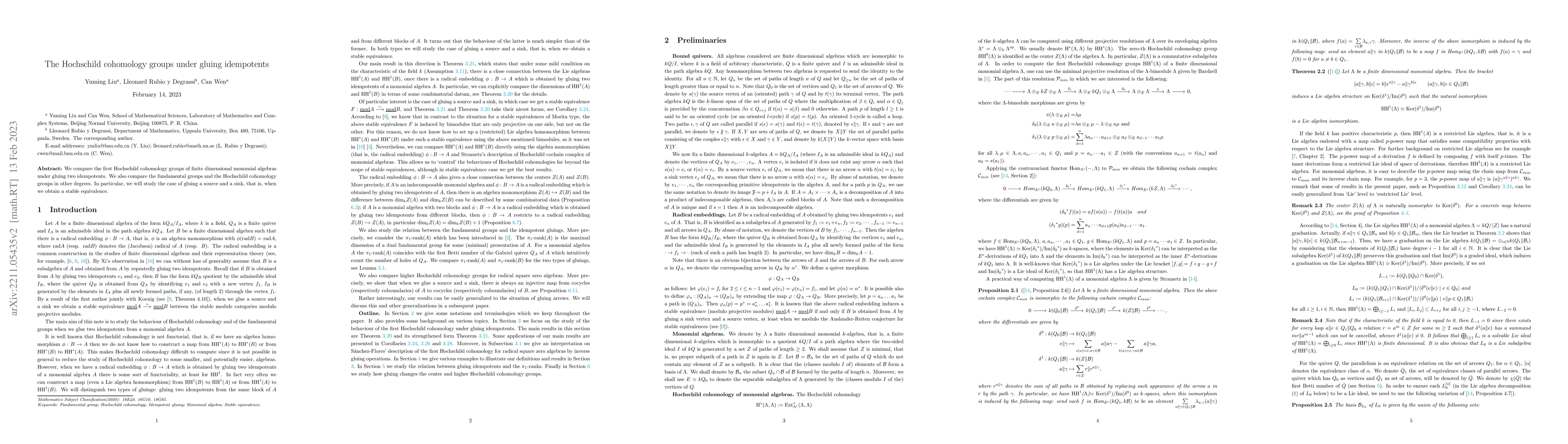 Thumbnail for The Hochschild cohomology groups under gluing idempotents