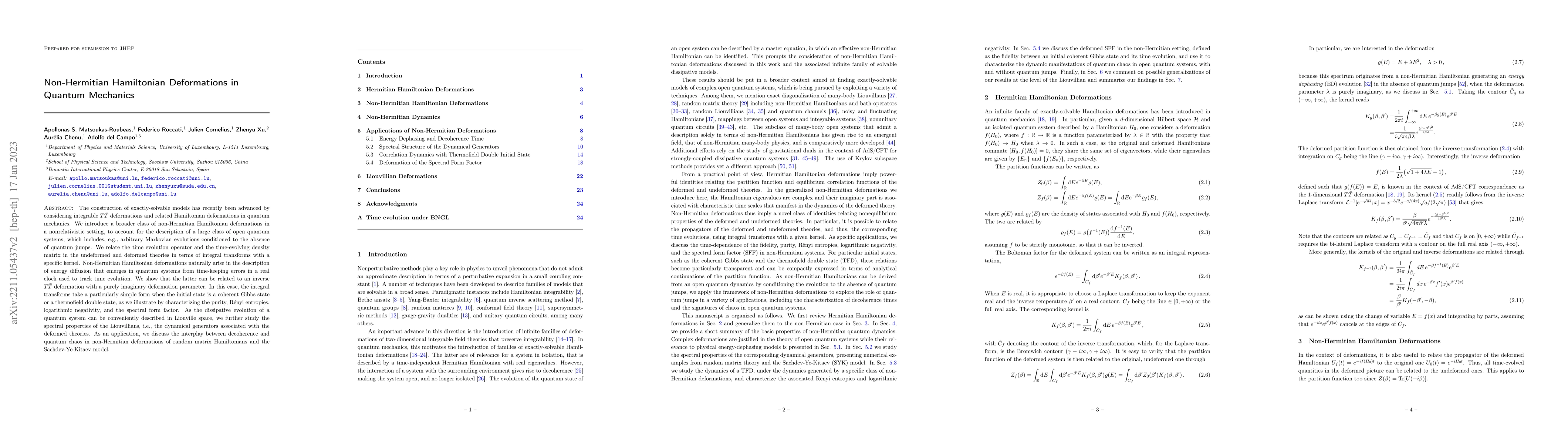 Thumbnail for Non-Hermitian Hamiltonian Deformations in Quantum Mechanics