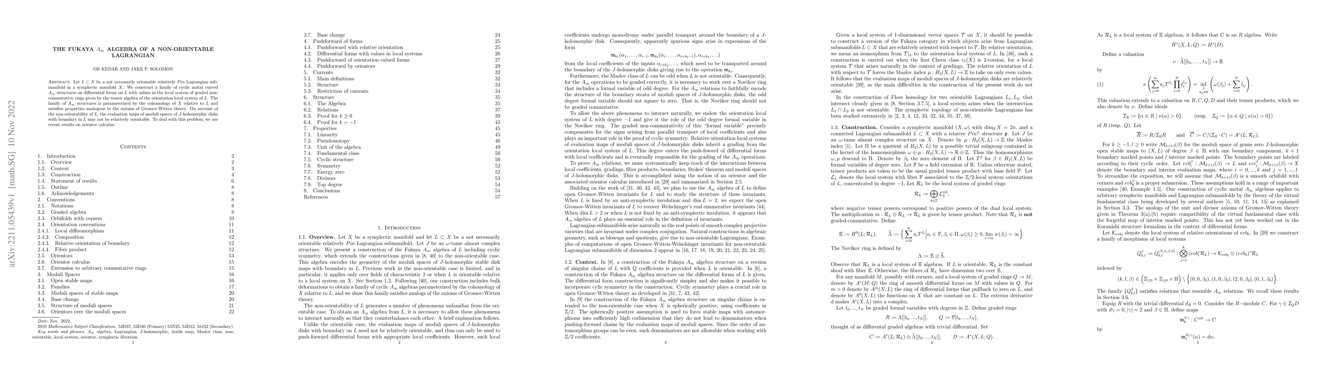 Thumbnail for The Fukaya $A_\infty$ algebra of a non-orientable Lagrangian