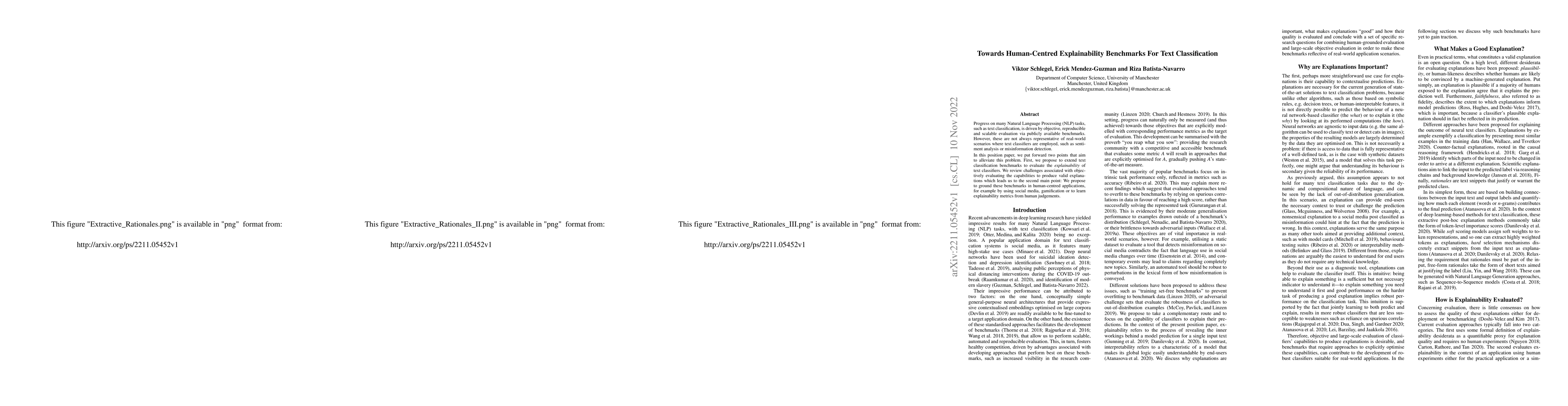 Thumbnail for Towards Human-Centred Explainability Benchmarks For Text Classification