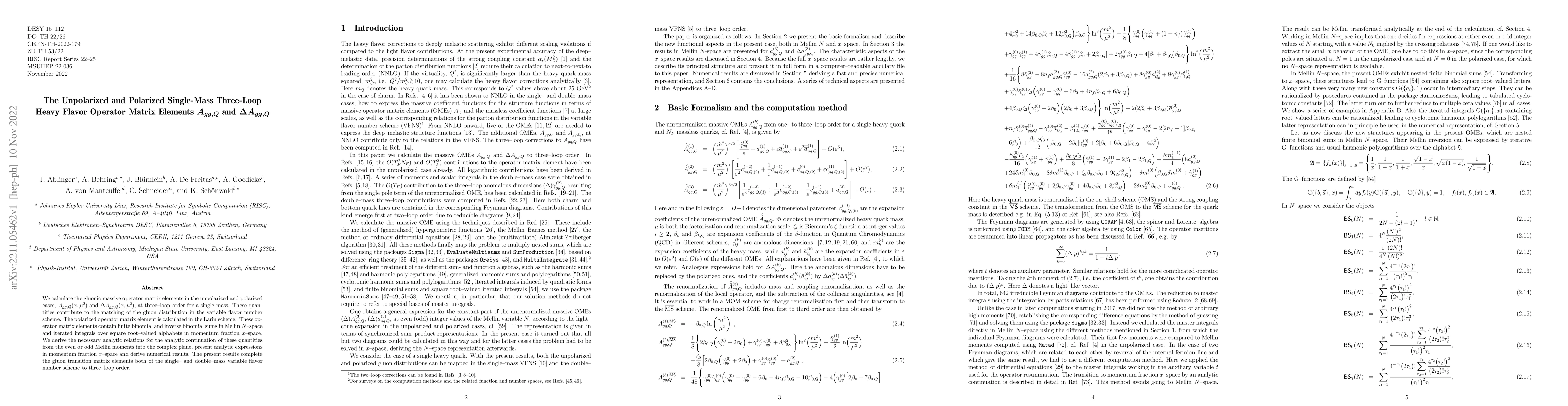 Thumbnail for The Unpolarized and Polarized Single-Mass Three-Loop Heavy Flavor
  Operator Matrix Elements $A_{gg,Q}$ and $\Delta A_{gg,Q}$