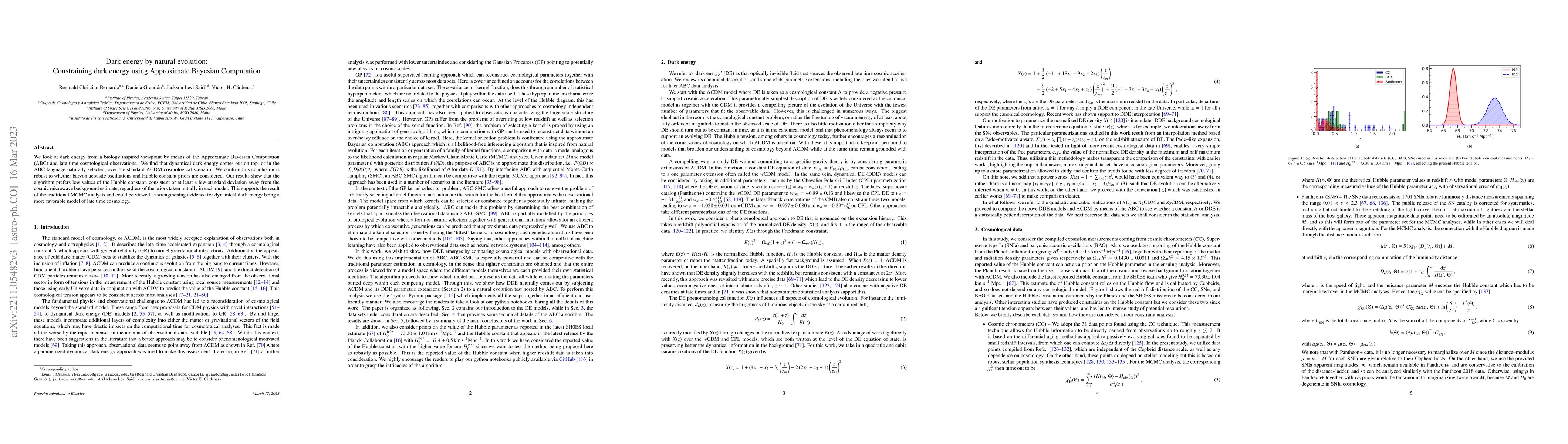 Thumbnail for Dark energy by natural evolution: Constraining dark energy using
  Approximate Bayesian Computation