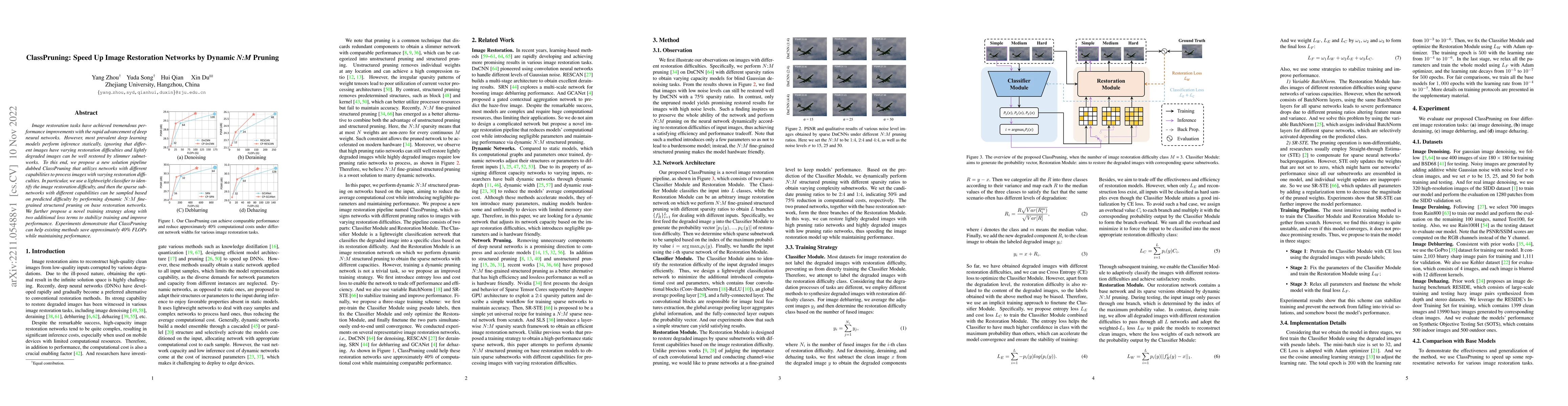 Thumbnail for ClassPruning: Speed Up Image Restoration Networks by Dynamic N:M Pruning