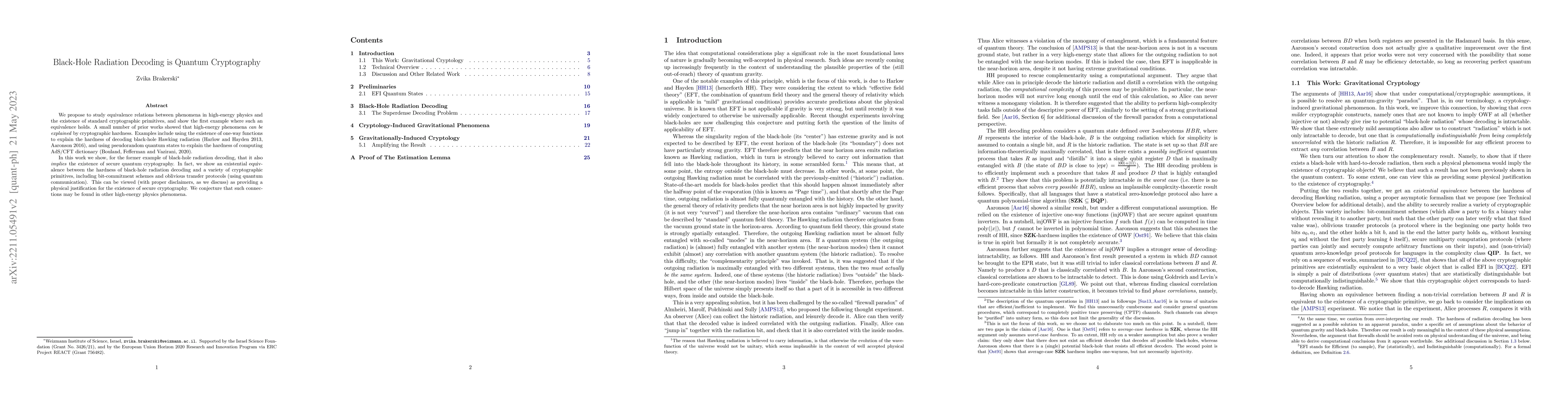 Thumbnail for Black-Hole Radiation Decoding is Quantum Cryptography