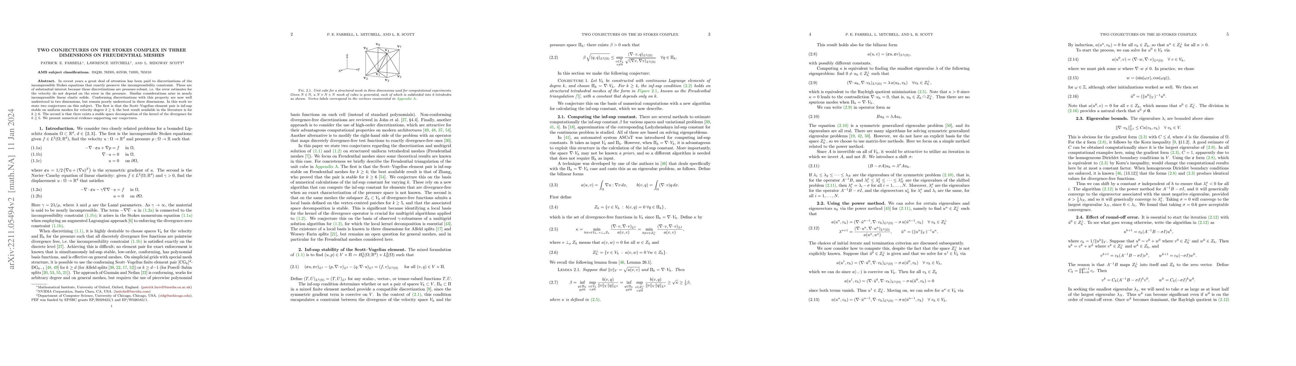 Thumbnail for Two conjectures on the Stokes complex in three dimensions on Freudenthal
  meshes