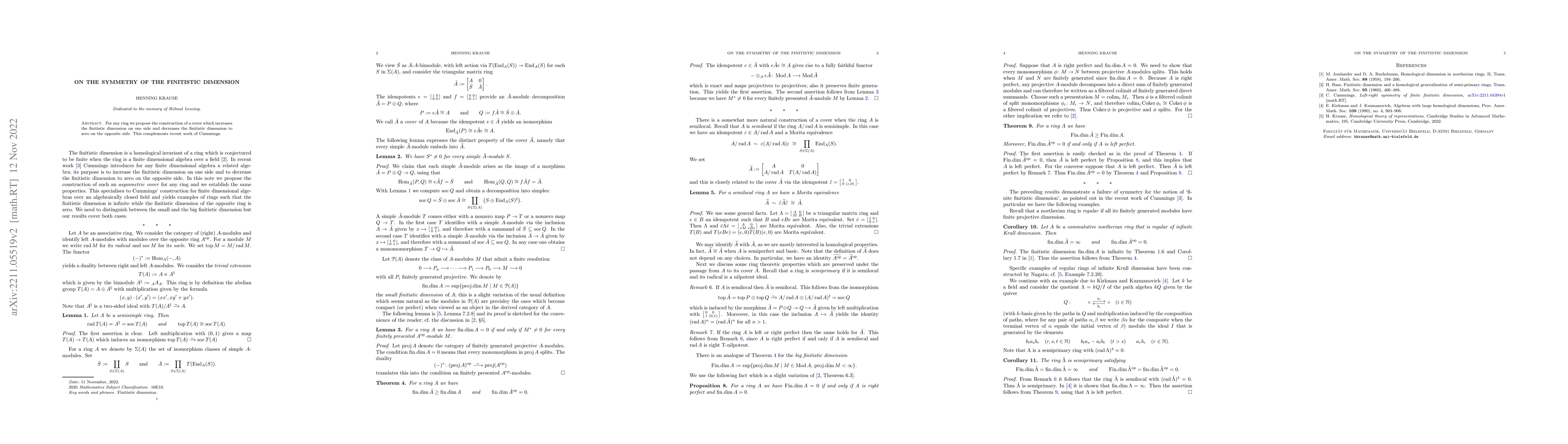 Thumbnail for On the symmetry of the finitistic dimension