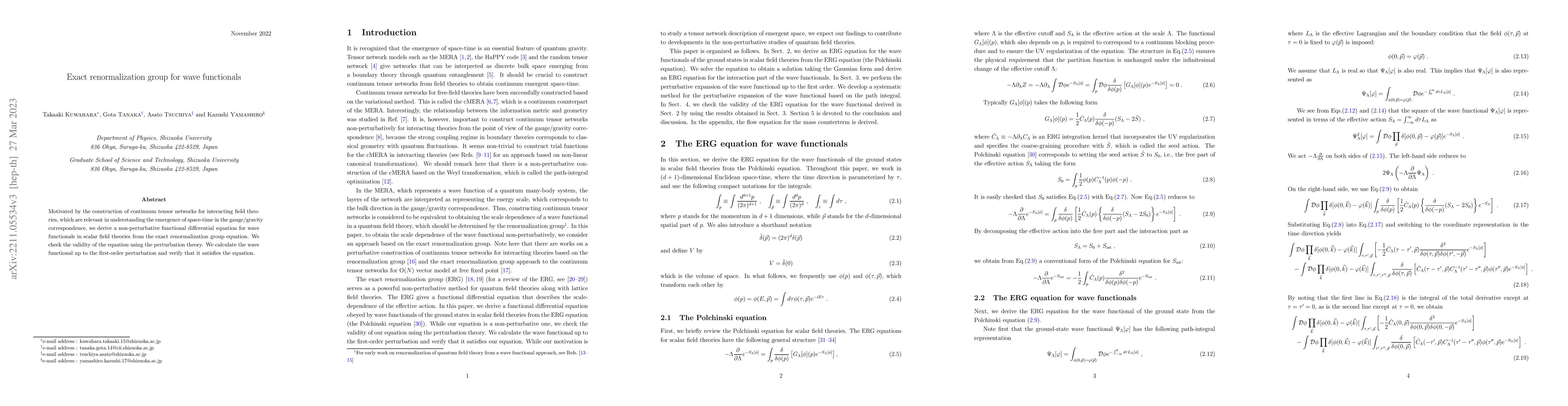 Thumbnail for Exact renormalization group for wave functionals