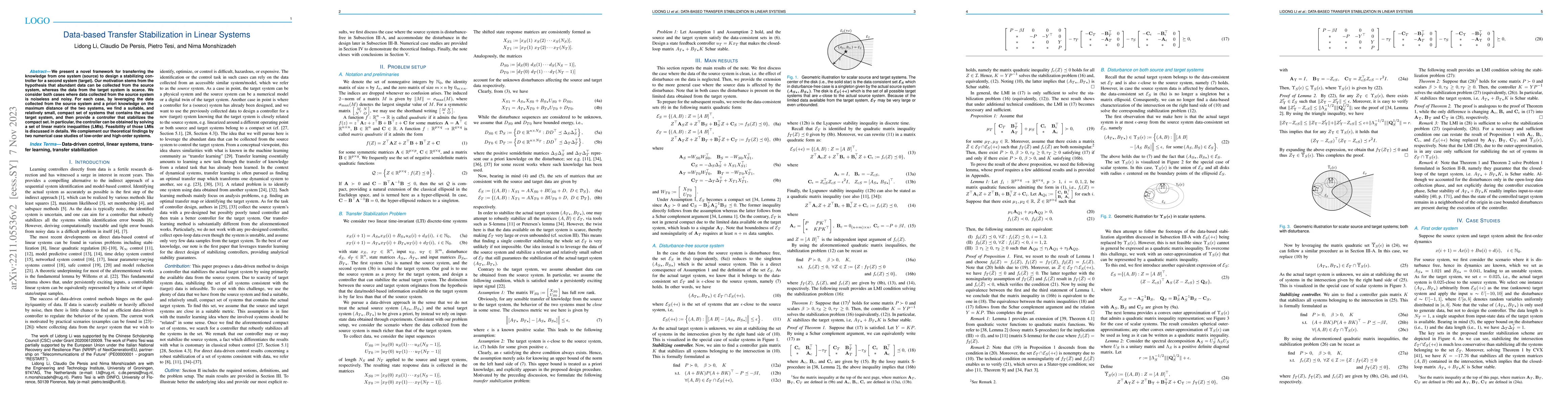 Thumbnail for Data-based Transfer Stabilization in Linear Systems