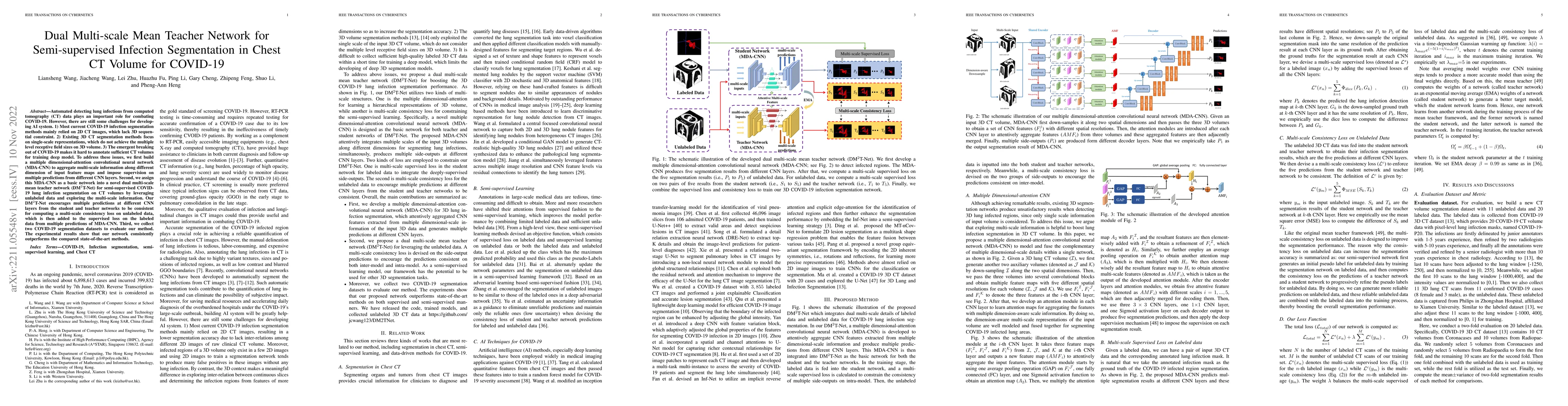 Thumbnail for Dual Multi-scale Mean Teacher Network for Semi-supervised Infection
  Segmentation in Chest CT Volume for COVID-19