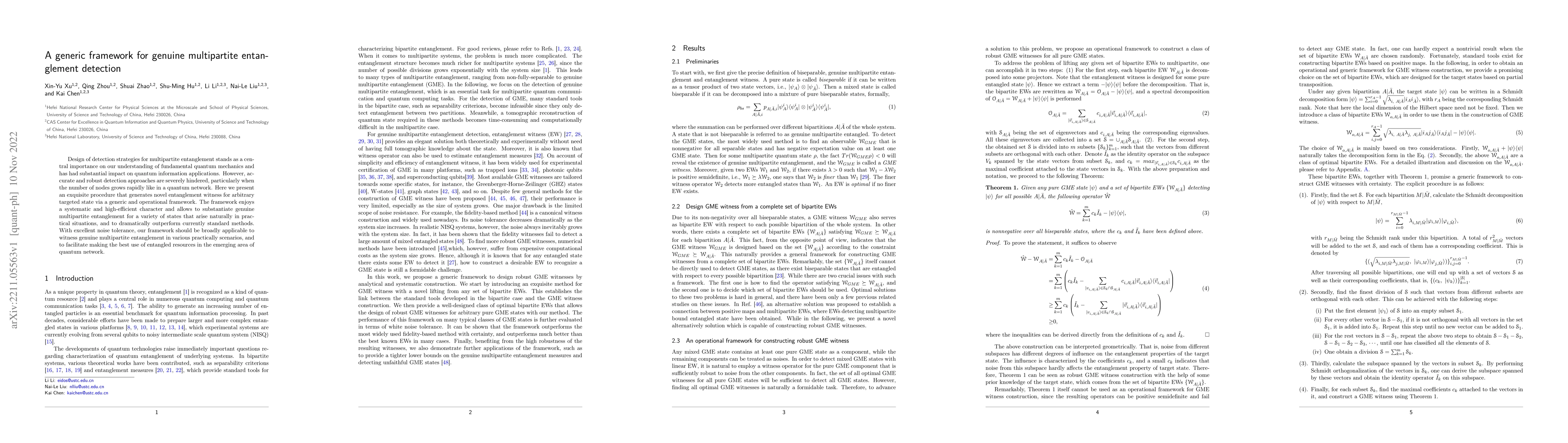Thumbnail for A generic framework for genuine multipartite entanglement detection