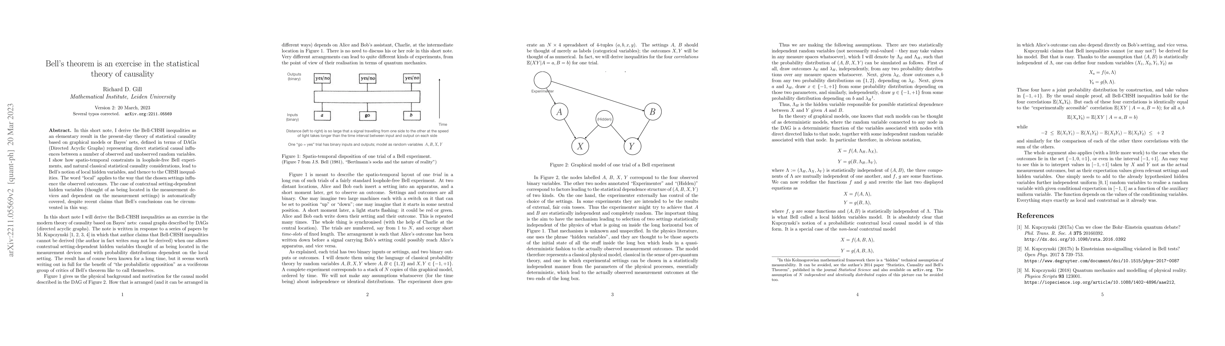 Thumbnail for Bell's theorem is an exercise in the statistical theory of causality