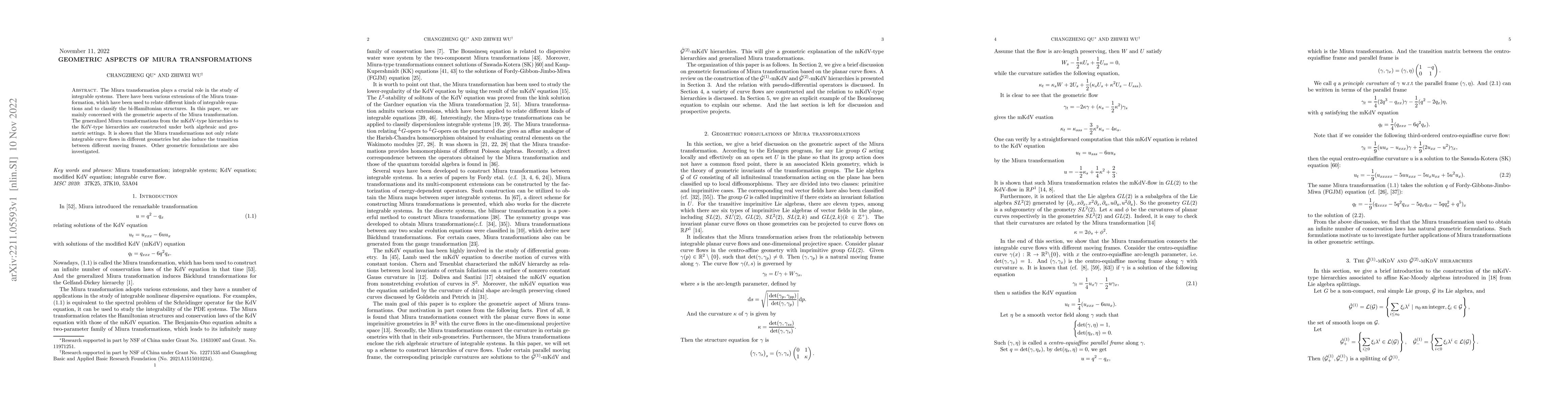 Thumbnail for Geometric aspects of Miura transformations