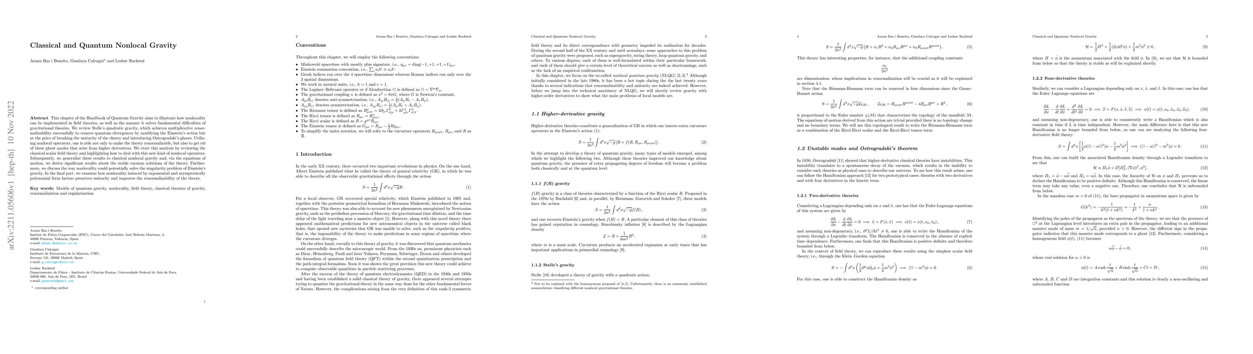 Thumbnail for Classical and quantum nonlocal gravity