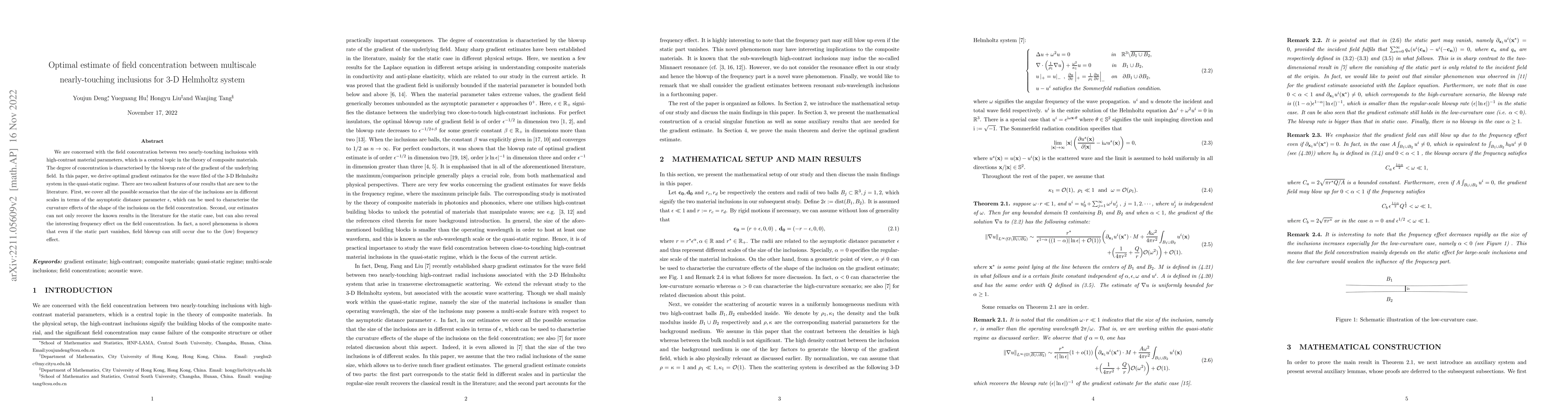 Thumbnail for Optimal estimate of field concentration between multiscale
  nearly-touching inclusions for 3-D Helmholtz system