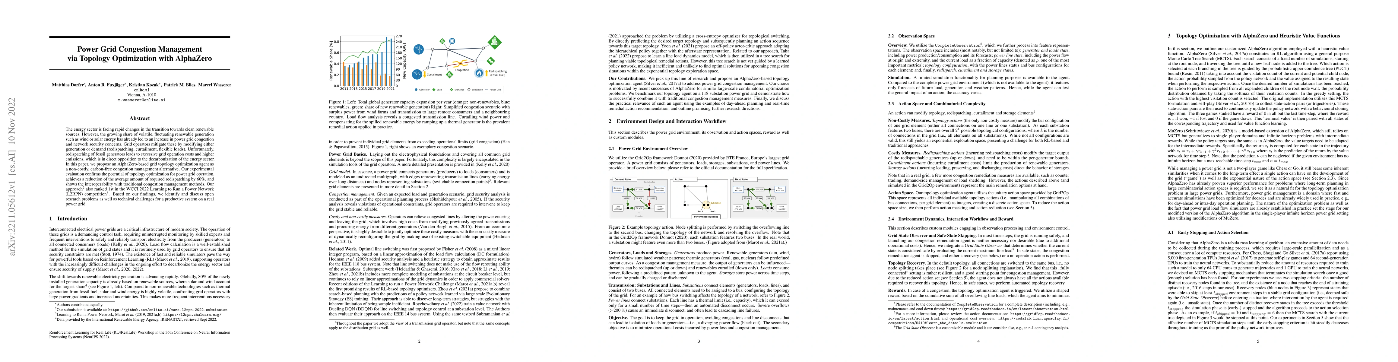 Thumbnail for Power Grid Congestion Management via Topology Optimization with
  AlphaZero