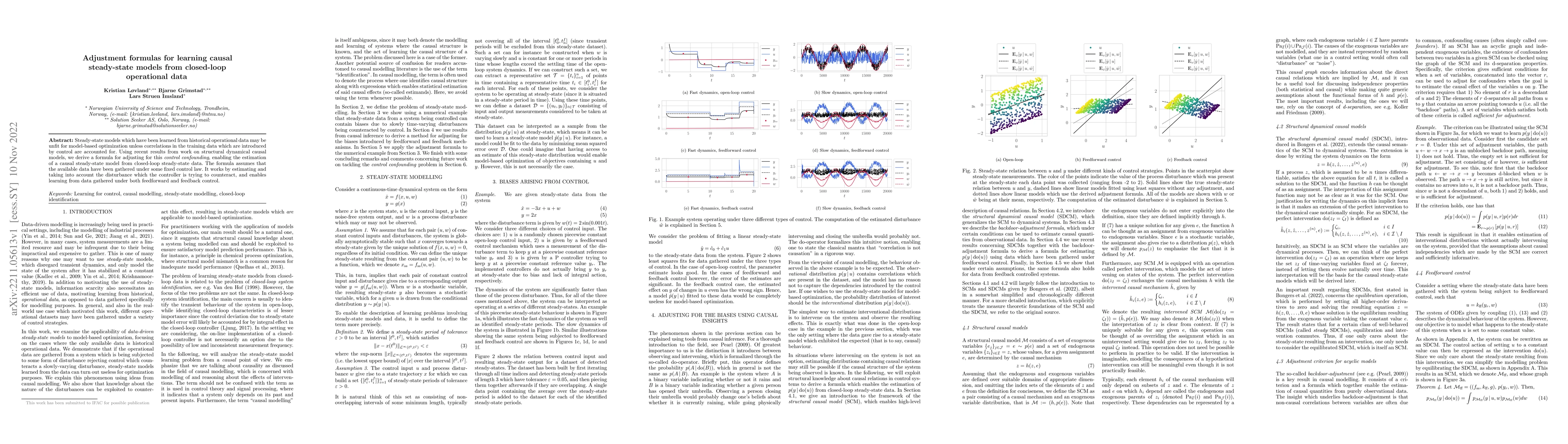Thumbnail for Adjustment formulas for learning causal steady-state models from
  closed-loop operational data