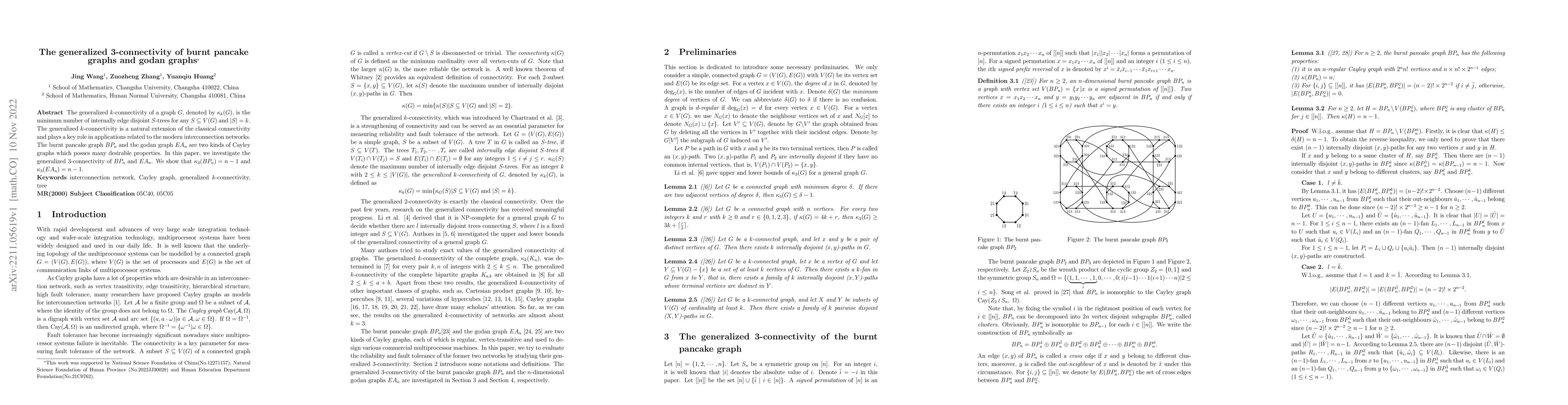 Thumbnail for The generalized 3-connectivity of burnt pancake graphs and godan graphs