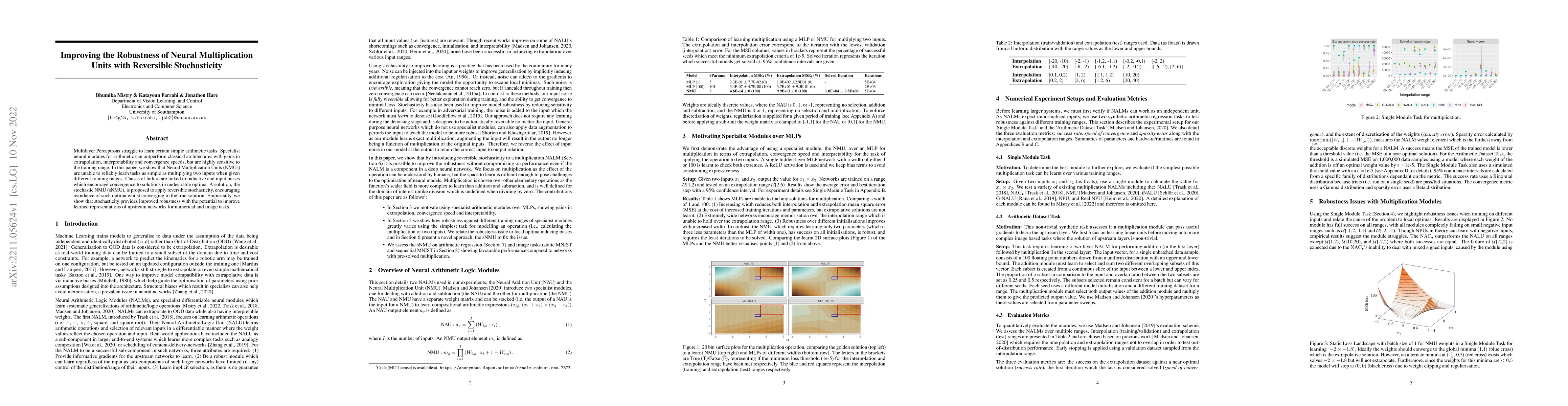 Thumbnail for Improving the Robustness of Neural Multiplication Units with Reversible
  Stochasticity
