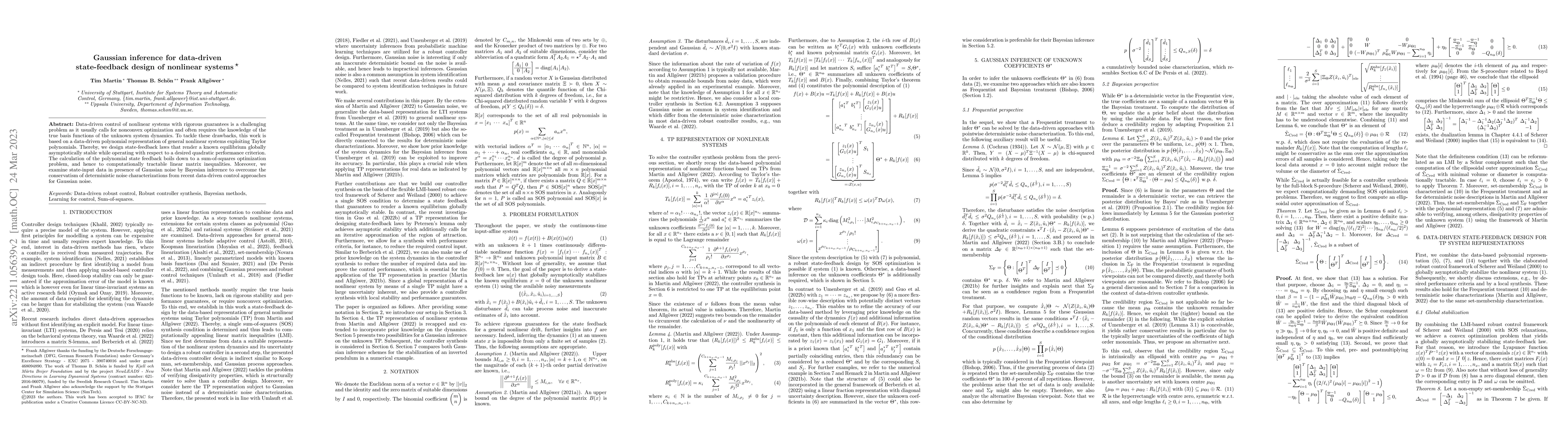 Thumbnail for Gaussian inference for data-driven state-feedback design of nonlinear
  systems