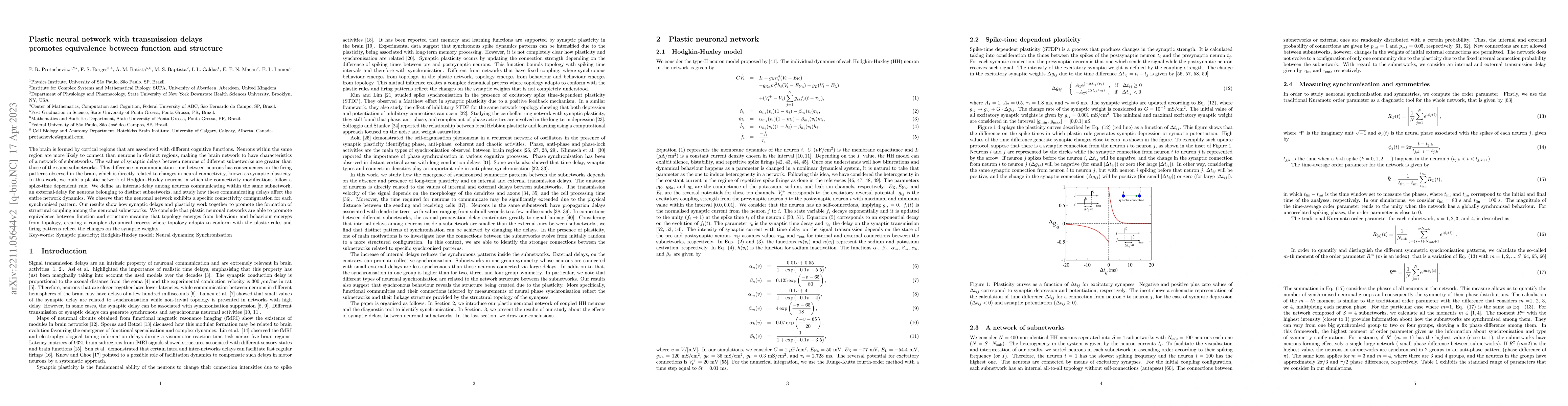 Thumbnail for Plastic neural network with transmission delays promotes equivalence
  between function and structure