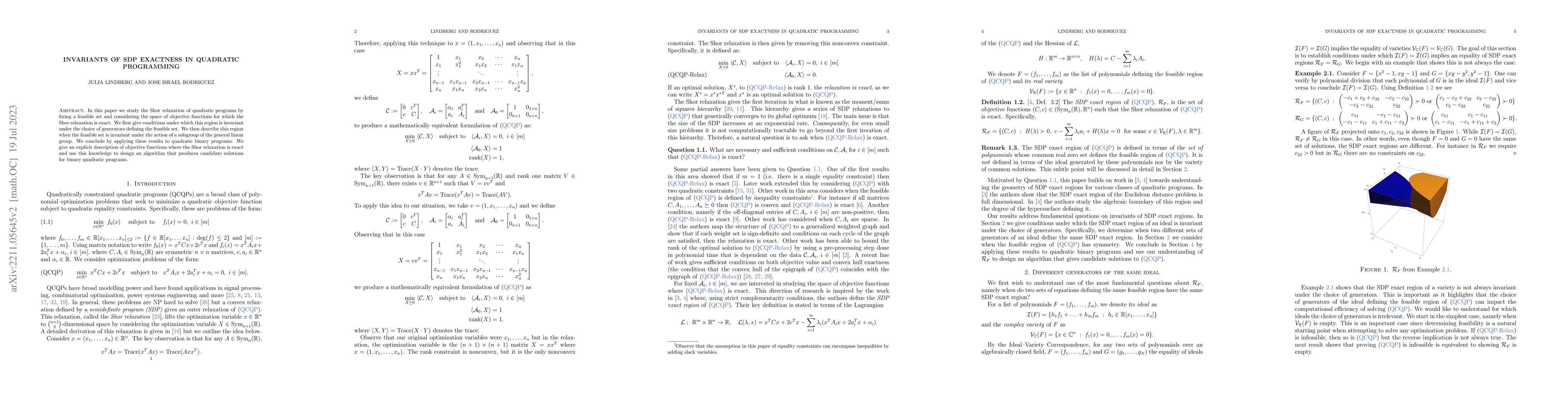 Thumbnail for Invariants of SDP exactness in quadratic programming