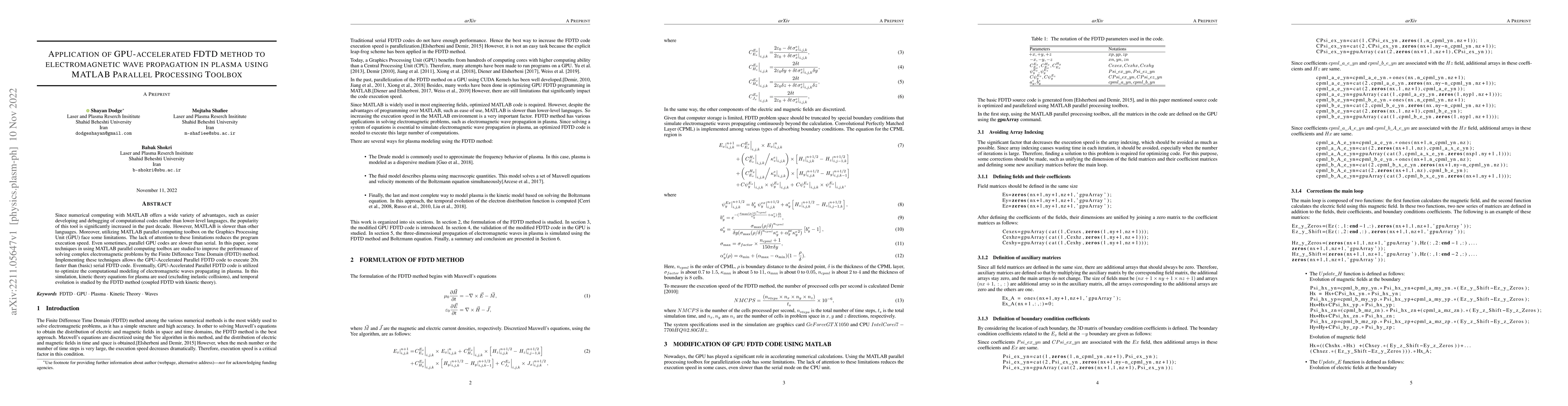 Thumbnail for Application of GPU-accelerated FDTD method to electromagnetic wave
  propagation in plasma using MATLAB Parallel Processing Toolbox