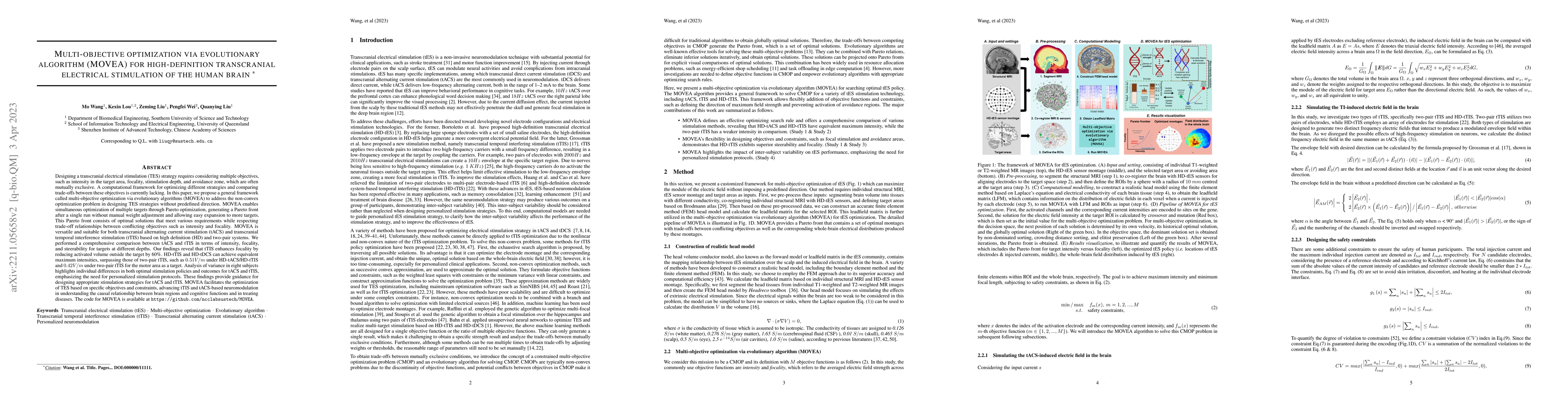 Thumbnail for Multi-objective optimization via evolutionary algorithm (MOVEA) for
  high-definition transcranial electrical stimulation of the human brain