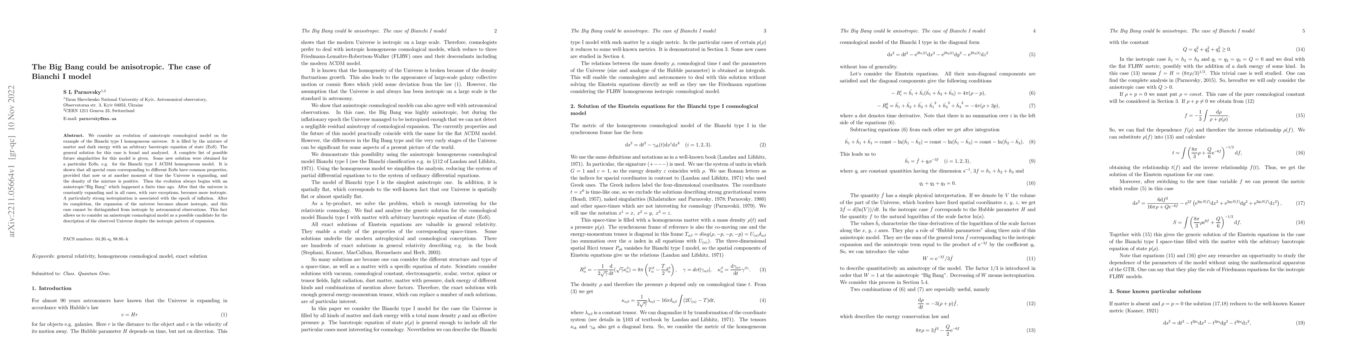 Thumbnail for The Big Bang could be anisotropic. The case of Bianchi I model