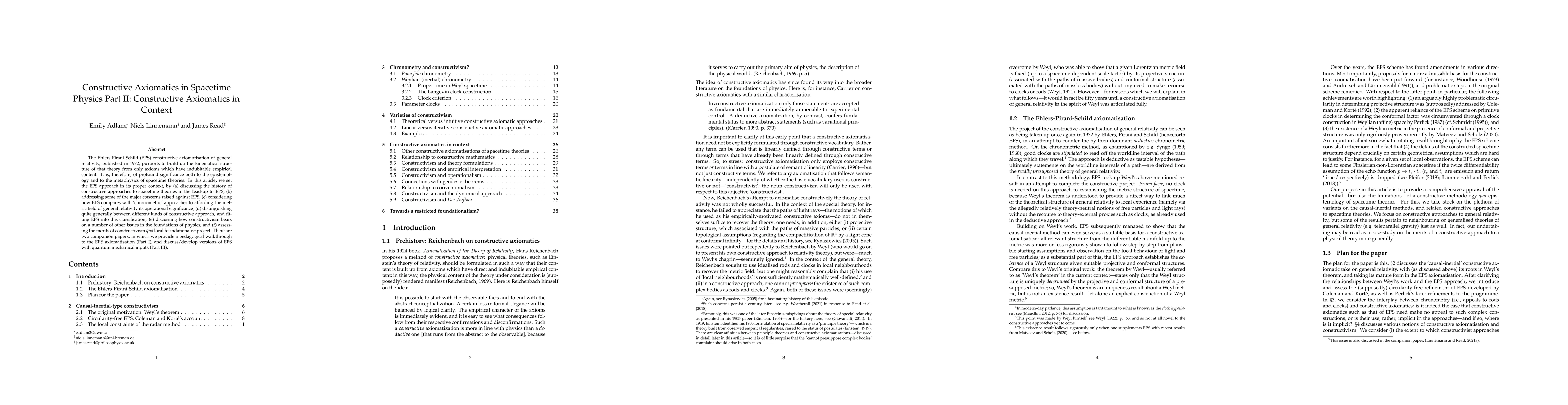 Thumbnail for Constructive Axiomatics in Spacetime Physics Part II: Constructive
  Axiomatics in Context