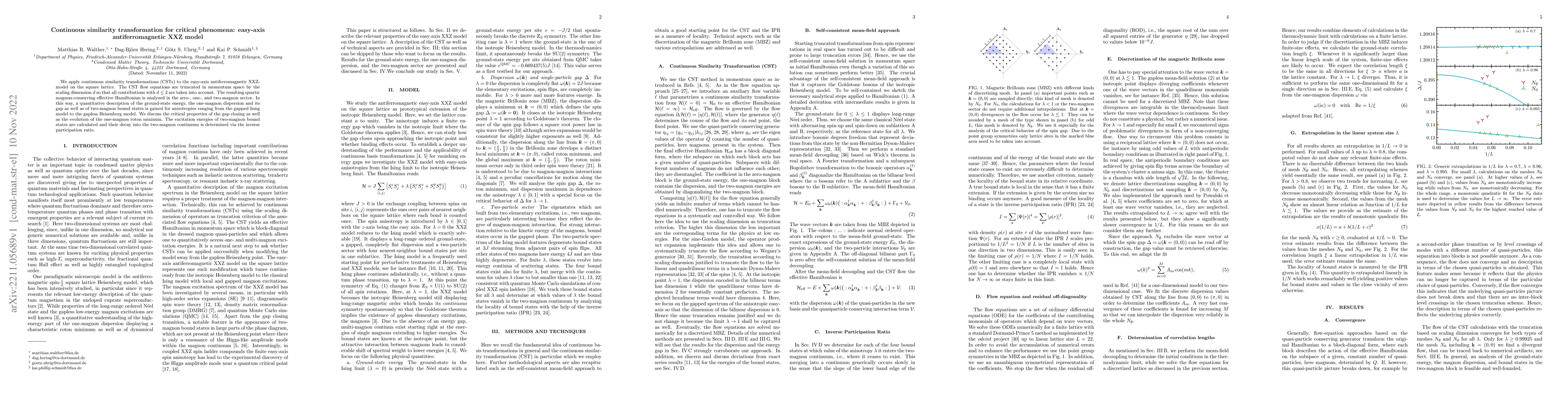 Thumbnail for Continuous similarity transformation for critical phenomena: easy-axis
  antiferromagnetic XXZ model