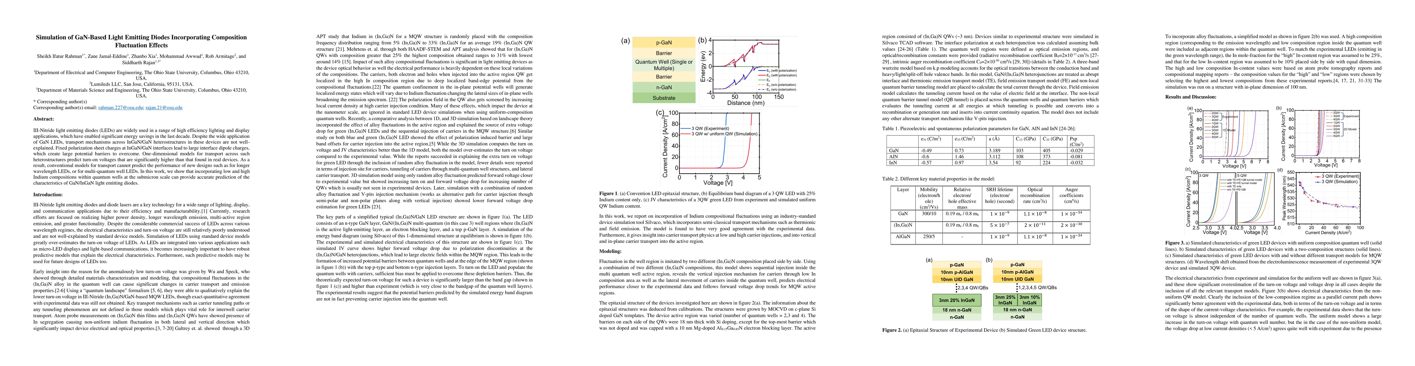 Thumbnail for Simulation of GaN-Based Light Emitting Diodes Incorporating Composition
  Fluctuation Effects