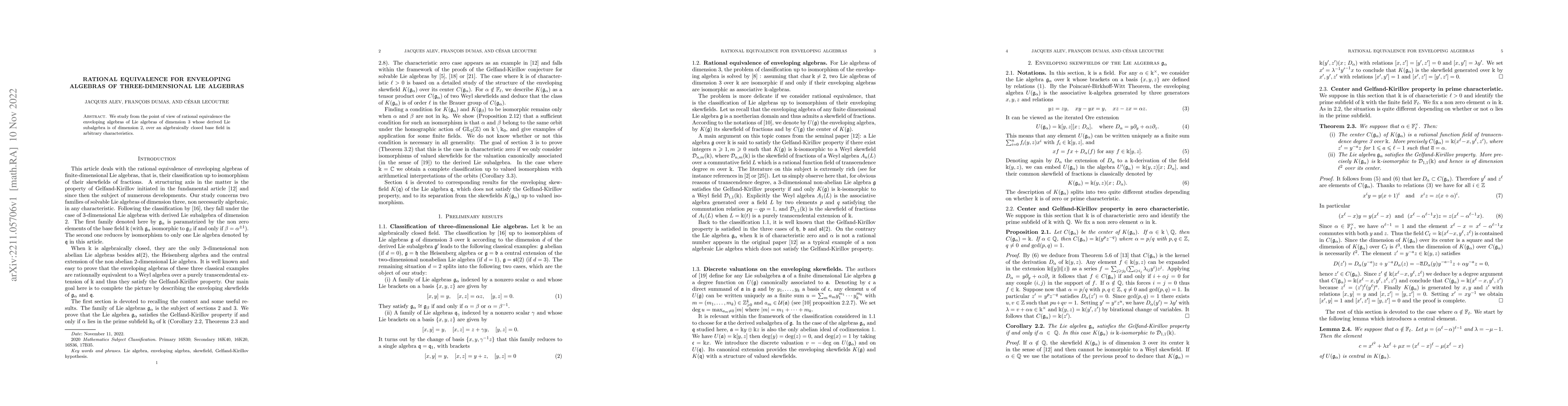 Thumbnail for Rational equivalence for enveloping algebras of three-dimensional Lie
  algebras