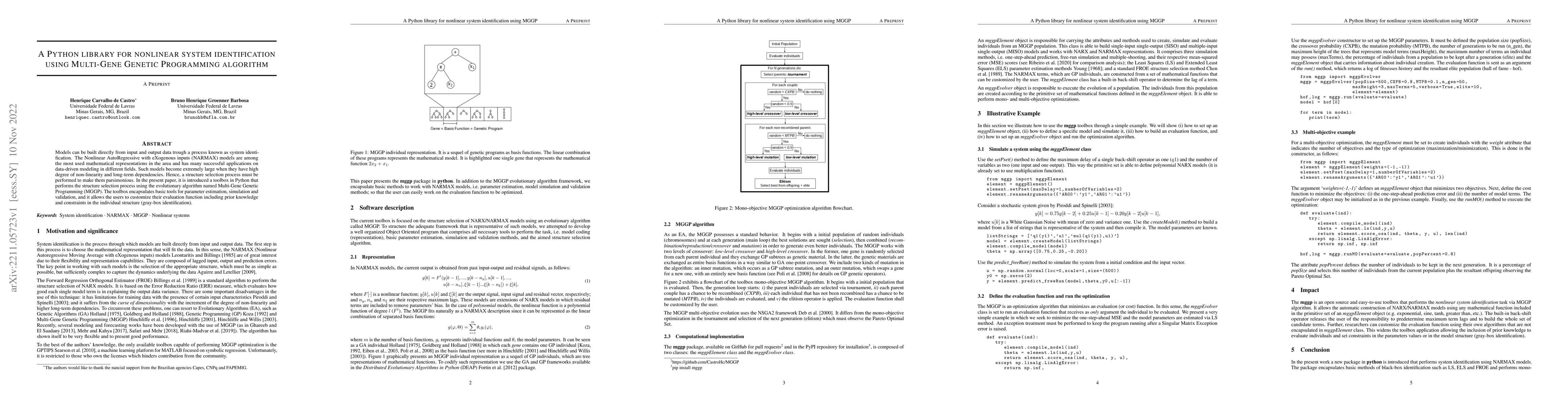 Thumbnail for A Python library for nonlinear system identification using Multi-Gene
  Genetic Programming algorithm