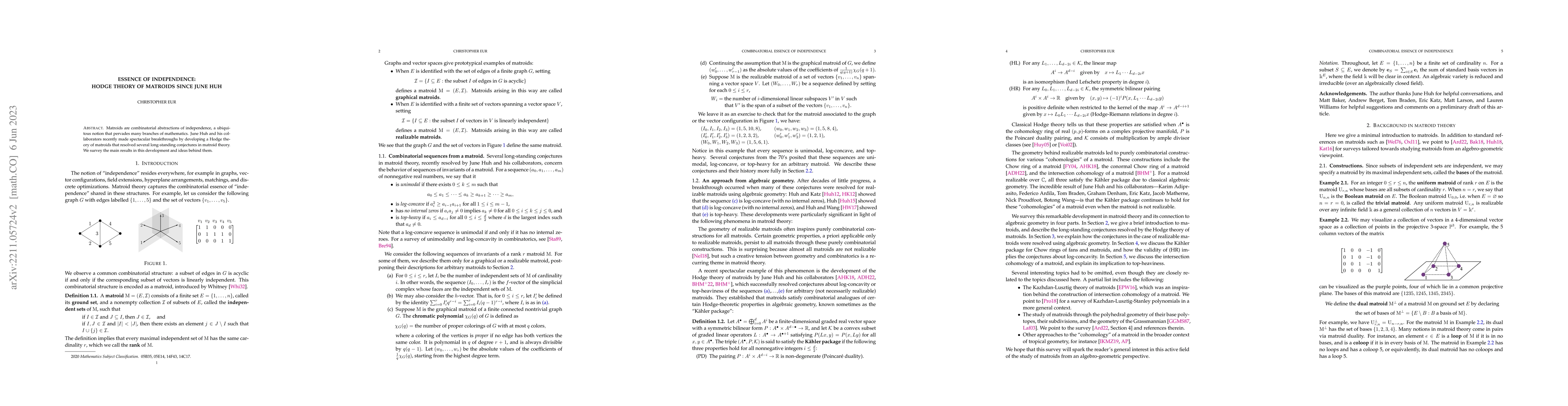 Thumbnail for Essence of independence: Hodge theory of matroids since June Huh