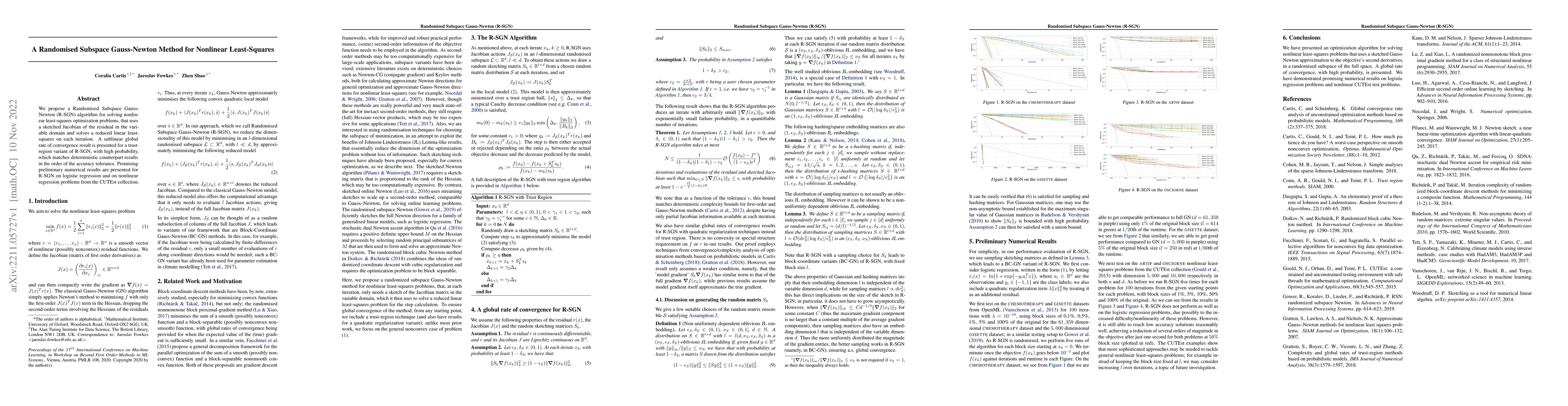 Thumbnail for A Randomised Subspace Gauss-Newton Method for Nonlinear Least-Squares