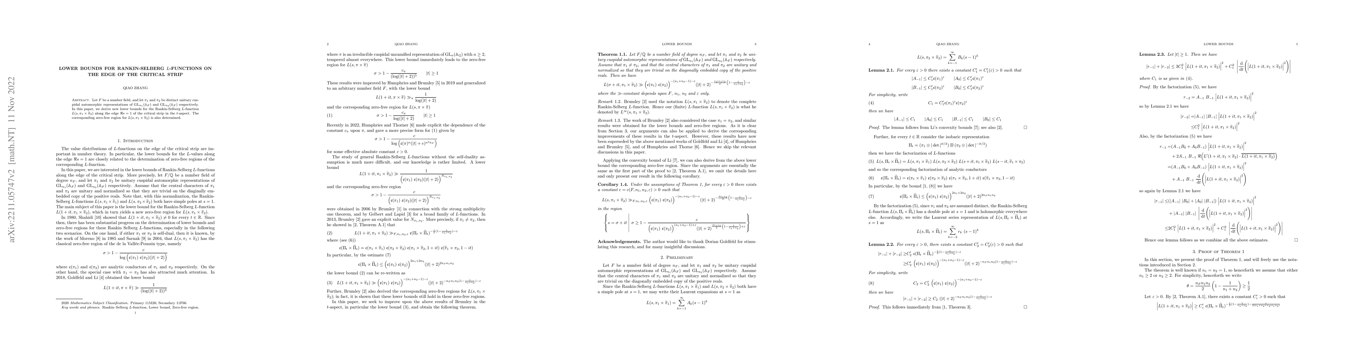 Thumbnail for Lower Bounds for Rankin-Selberg $L$-functions on the Edge of the
  Critical Strip