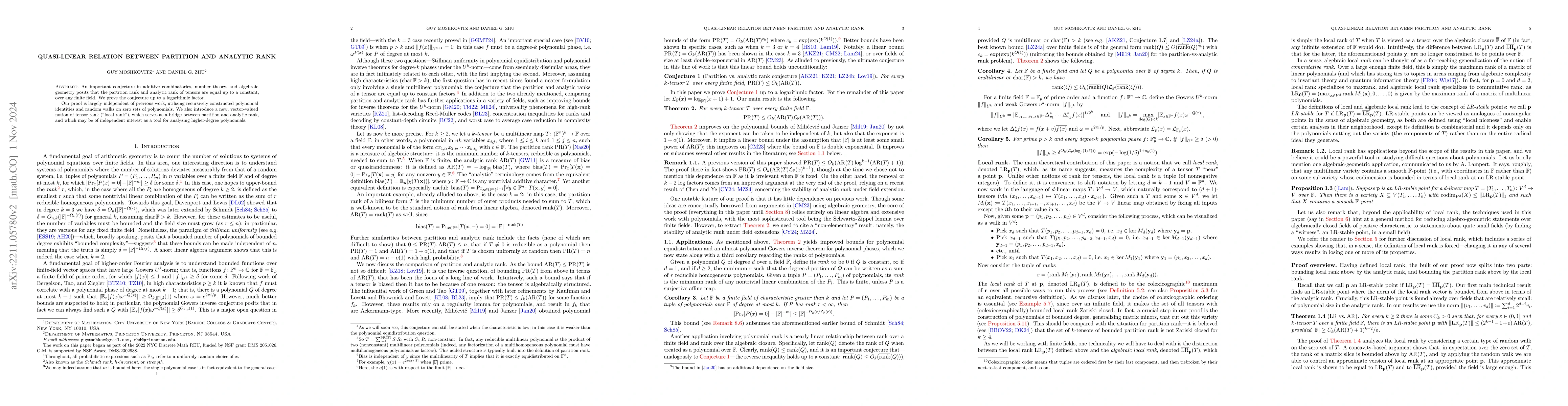 Thumbnail for Quasi-linear relation between partition and analytic rank
