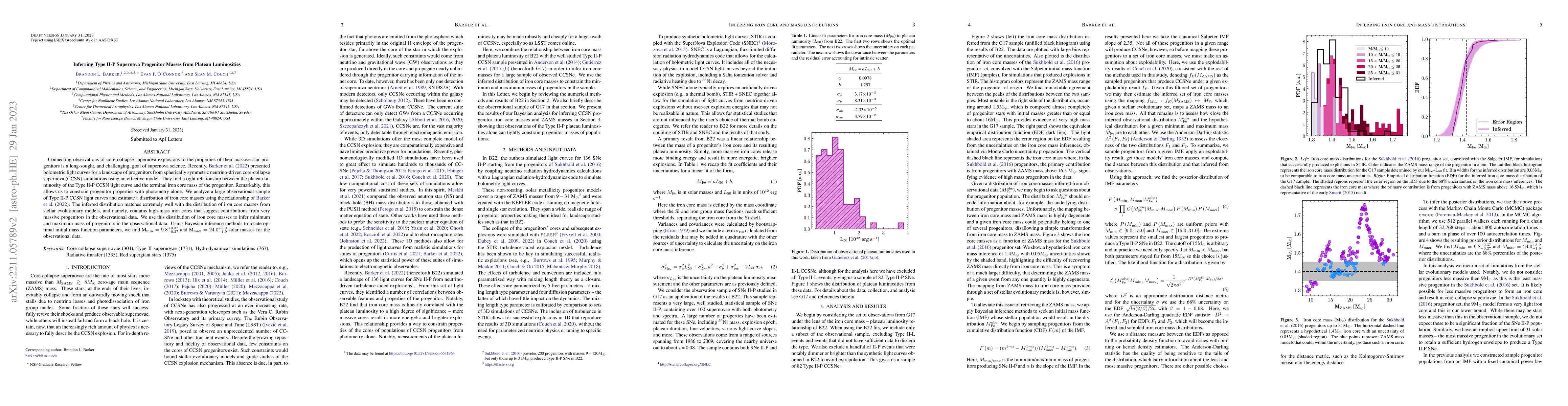 Thumbnail for Inferring Type II-P Supernova Progenitor Masses from Plateau
  Luminosities